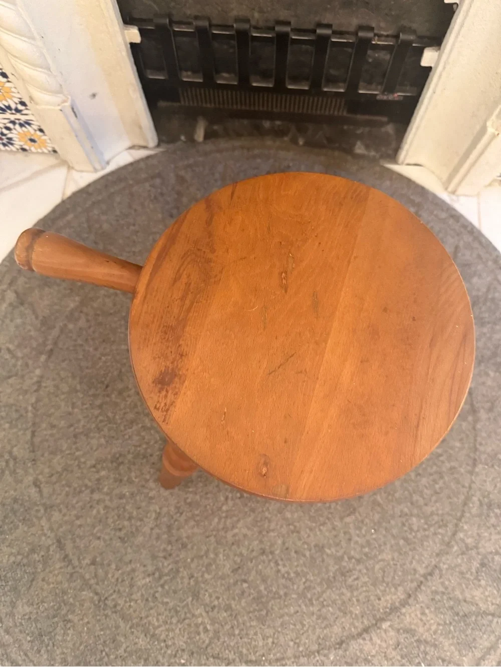 Vtg Authentic Furniture Mid Century Three Legged Solid Maple Milking Stool